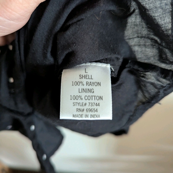 Blue Rain Black Polka Dot Dress Womens Sz Large Front Tie Vneck Cottagecore - Picture 3 of 9